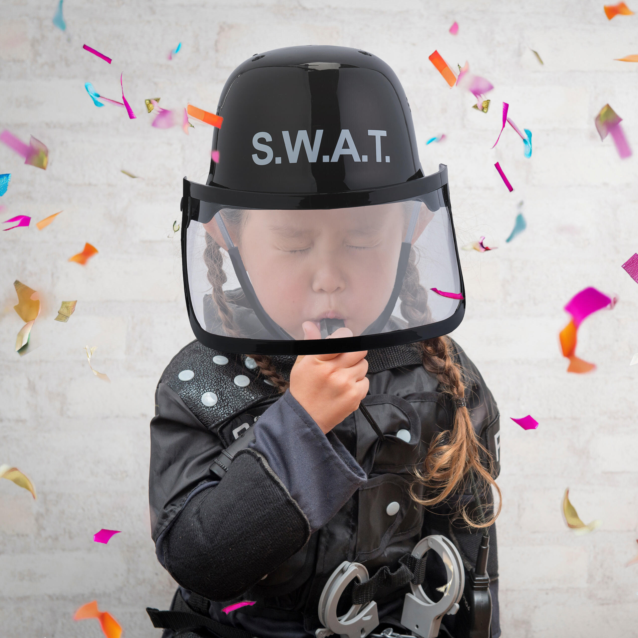 SWAT-HELM - Schwarz, Kunststoff/Textil (22.5/24.5/28cm) - Relaxdays