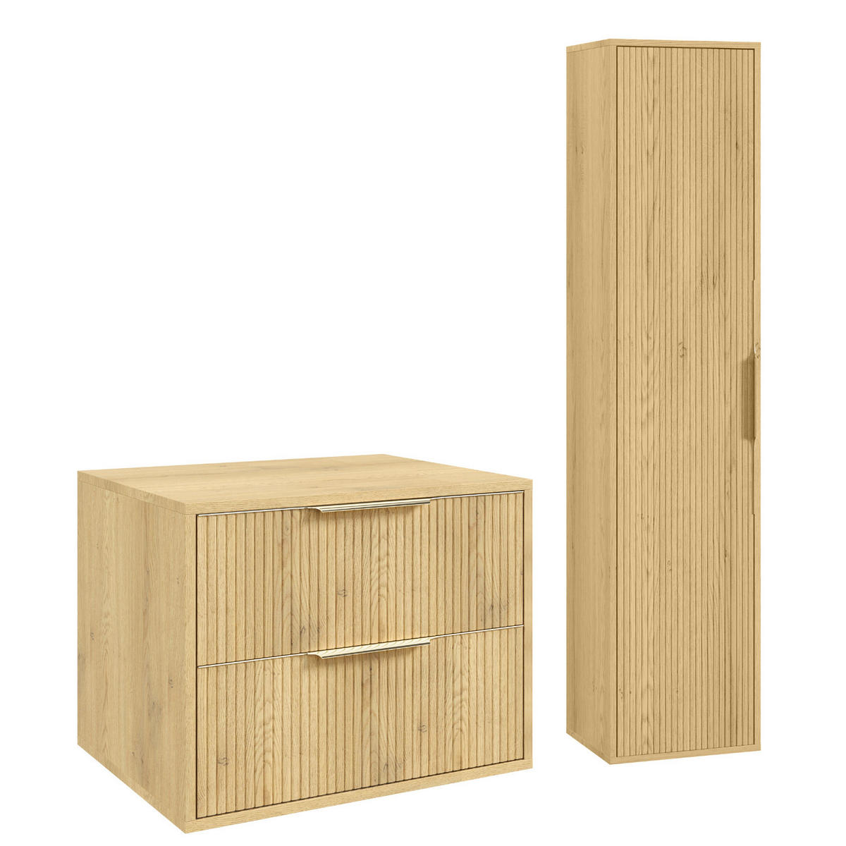 BADMÖBEL-SET Rimini 2 Teile Eiche - 60 x 46 x 46 cm - Eichefarben, Holz (60/46/46cm) - Badplaats