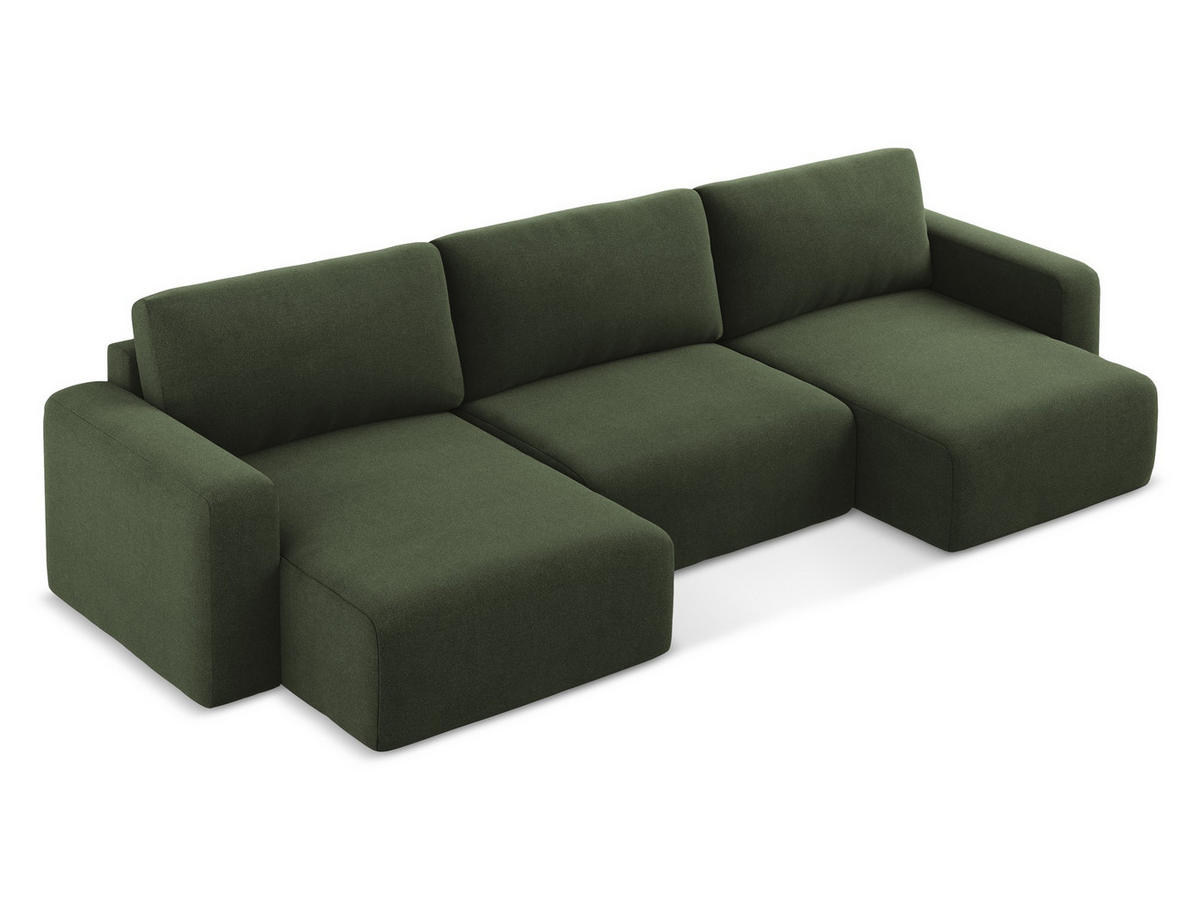 WOHNLANDSCHAFT Strukturstoff Stoff Grün - Blau/Schwarz, Kunststoff/Textil (332/79/149cm) - Makamii