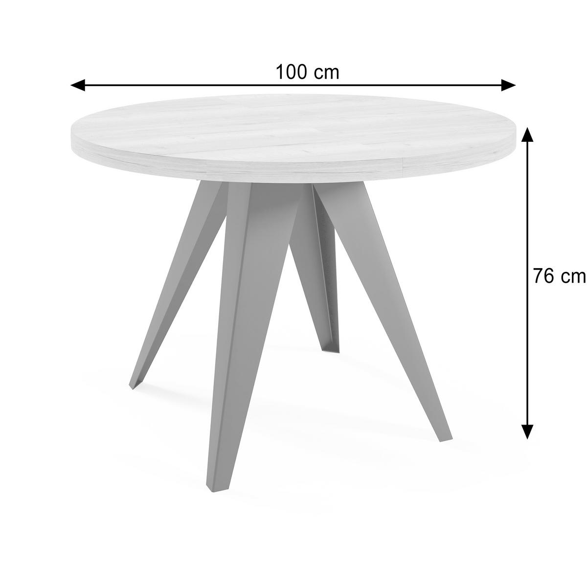 ESSTISCH Alma, Tisch mit Ausziehfunktion, 100 cm, Schwarz+Black Pietra Grigia - Schwarz, Metall (100/100/76cm) - Beautysofa