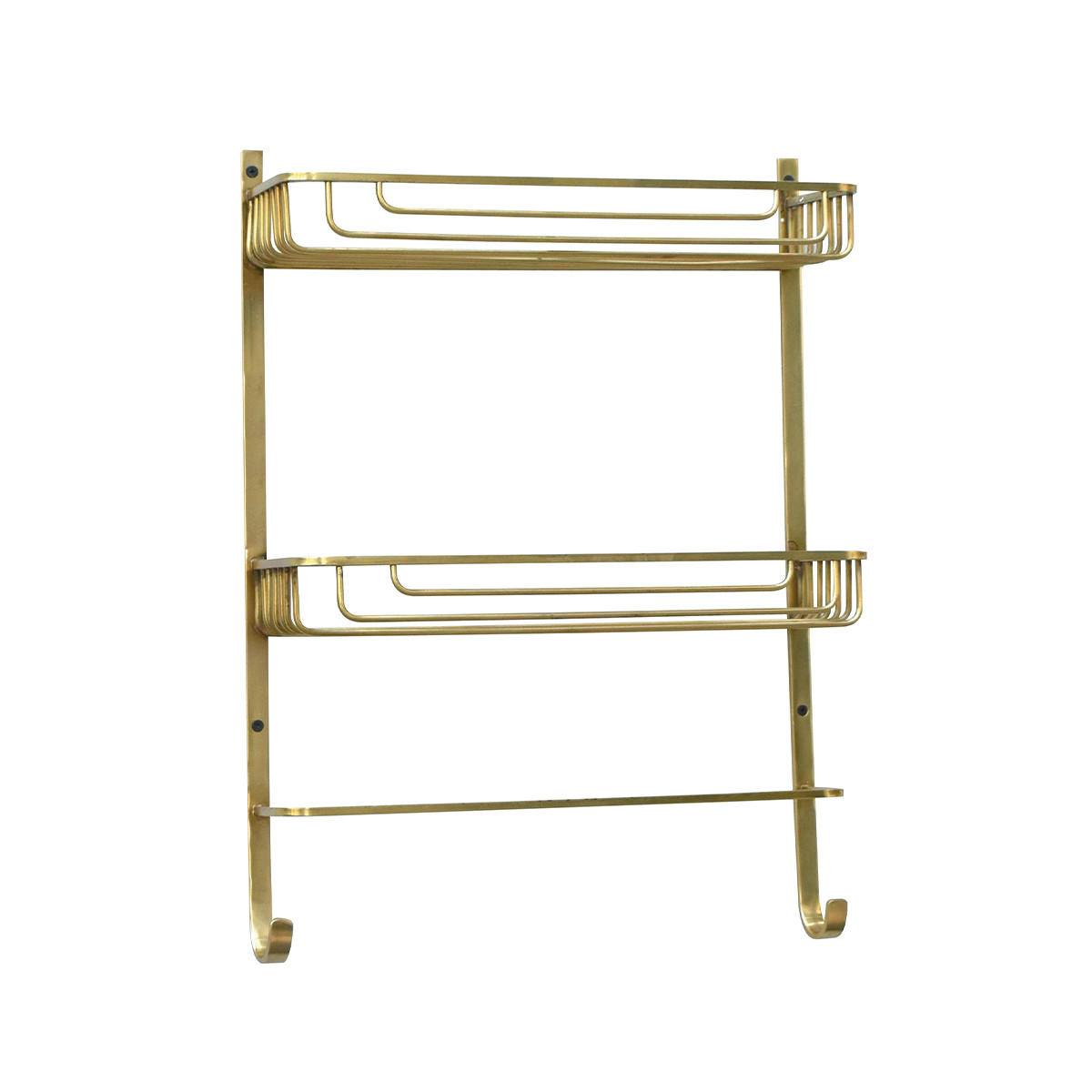 WANDREGAL 2 Ebenen mit Handtuchhalter aus Goldmessing - L42 x H56cm - Goldfarben, Metall (14/56/42cm) - Signature