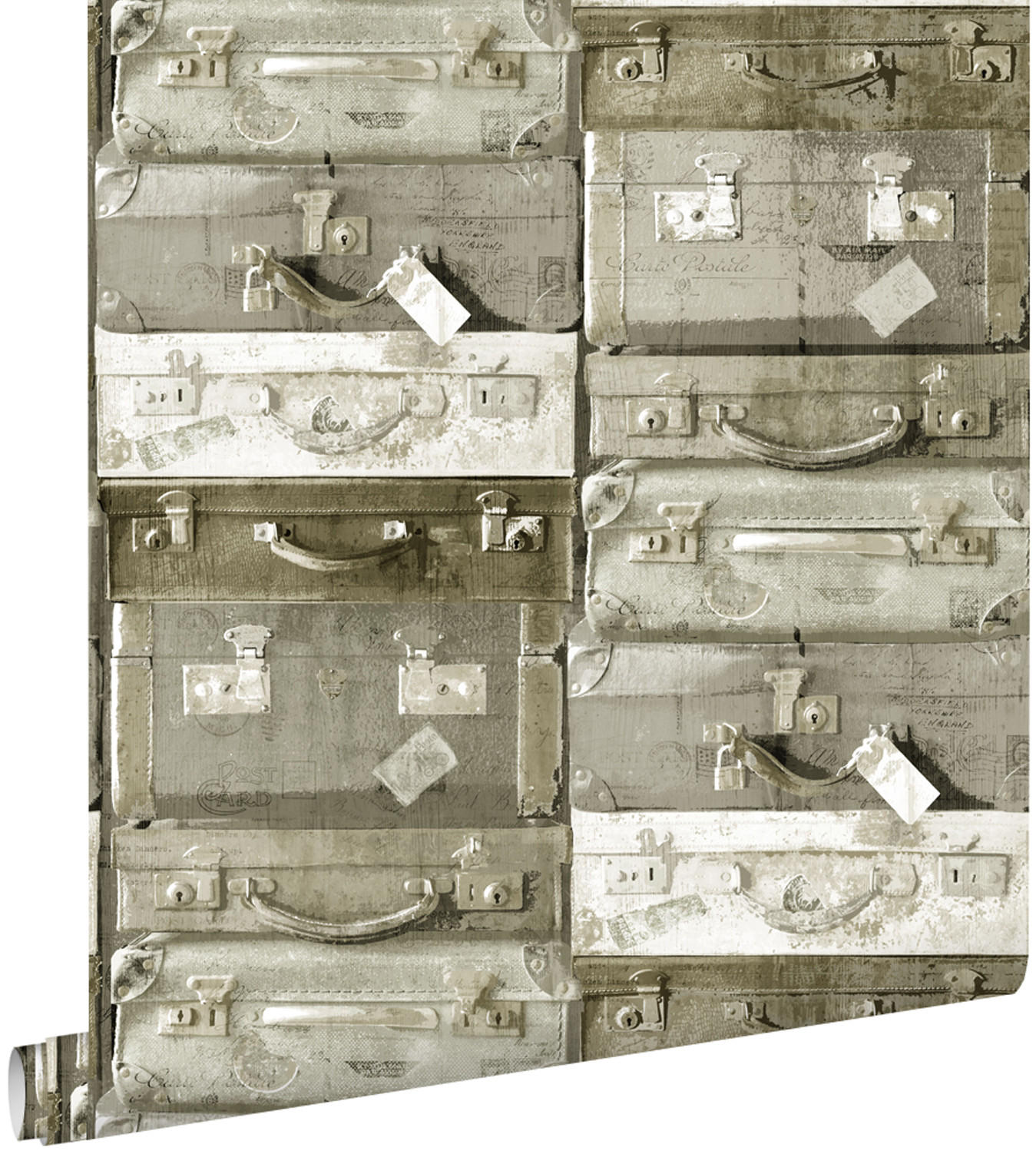 TAPETE Vintage Koffer 53 cm x 10.05 m - Braun, Papier (53/1000cm) - ESTAhome