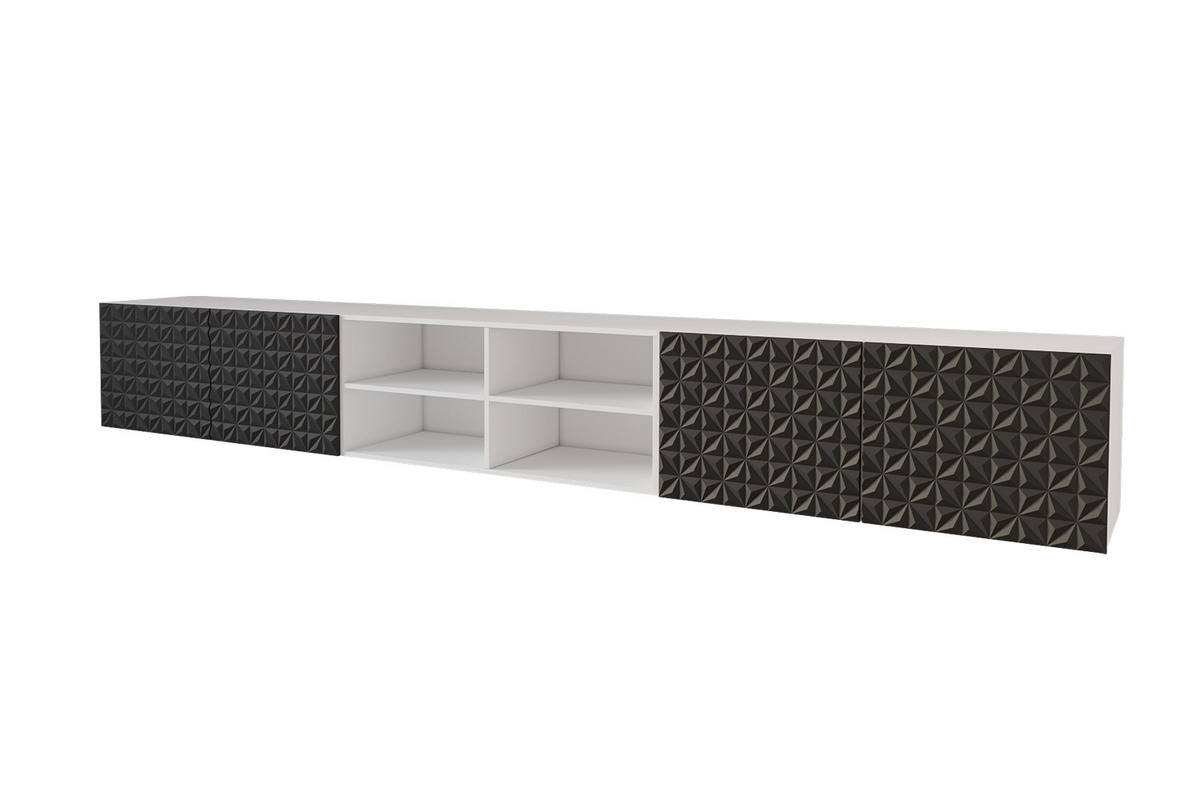 LOWBOARD VIRA-W 3x100x40x41 cm - Weiß / Schwarz - Schwarz, Holzwerkstoff (300/40/41cm) - ALTDECOR