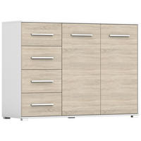 KOMMODE - Highboard IRYS 01 2D4S Weiß + Sonoma - Weiß/Sonoma Eiche, Holzwerkstoff (135/95/45cm) - Möblo