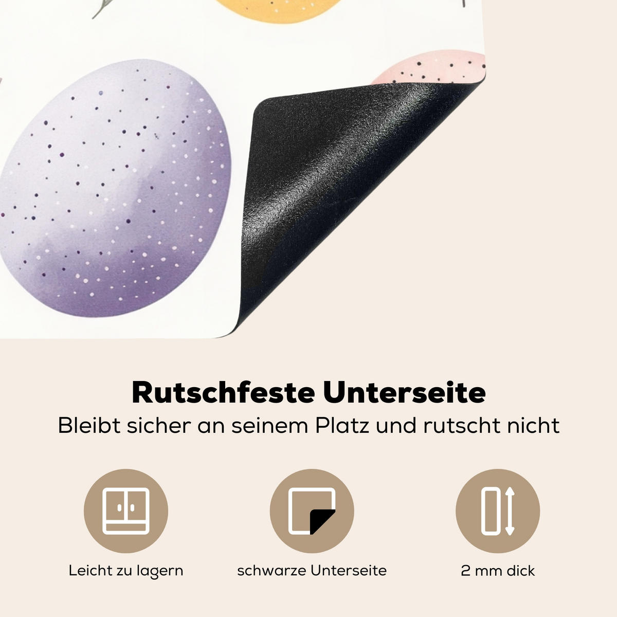 HERDABDECKPLATTE Eier - Bunt - Muster Induktionsschutz 81.6x52.7 cm - Weiß, Kunststoff (81.6/52.7/0.2cm) - MuchoWow