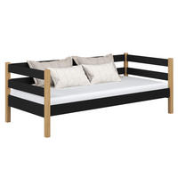 TAGESBETT Schwarz / Eiche Natur 120/190 - Schwarz/Eiche Artisan, Naturmaterialien/Holz (120/190cm) - N-Wood
