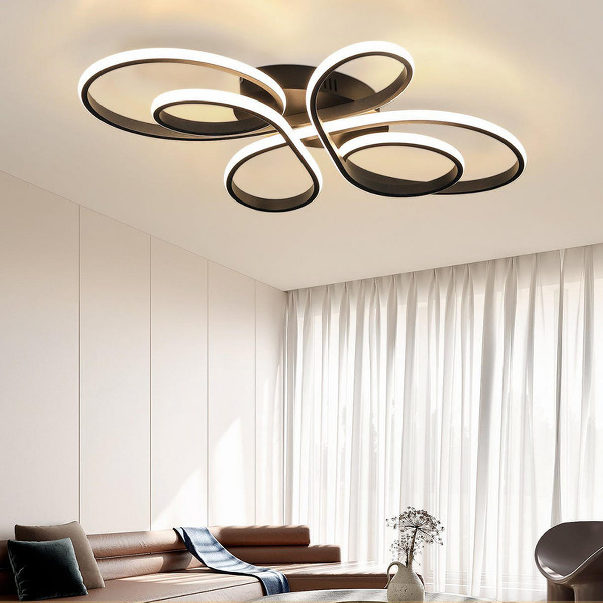 LED-DECKENLEUCHTE Alaric 100/58/9 cm - Schwarz, Metall (100/58/9cm) - ZMH