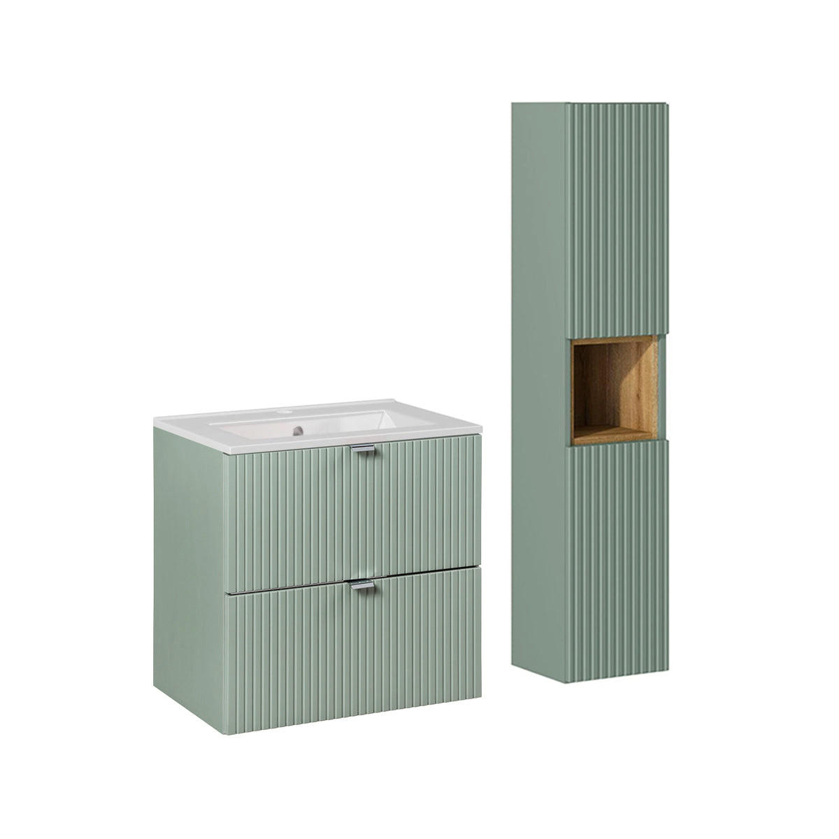 BADMÖBEL 60cm Jade 2er-Set Grün - Grün, Holzwerkstoff (60/57/40cm) - Petits-meubles