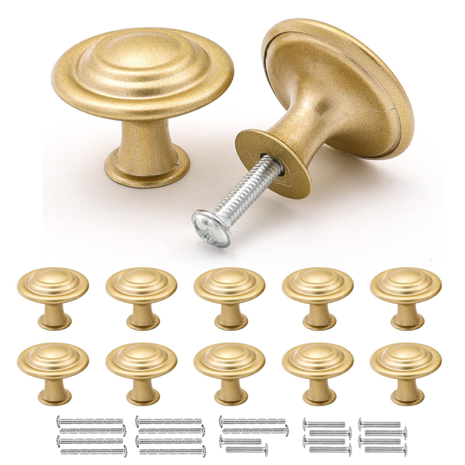 SCHRANKKNOPF Gold Matt 10er-Set 30 mm Zinklegierung - Goldfarben, Metall (0.3/2.2/0.3cm)