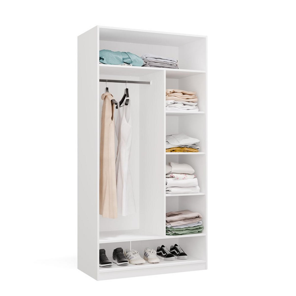 GARDEROBENSCHRANK Weiß 100/200/50 - Weiß, Holzwerkstoff (100/200/50cm) - RAUMHIRSCH FURNITURE
