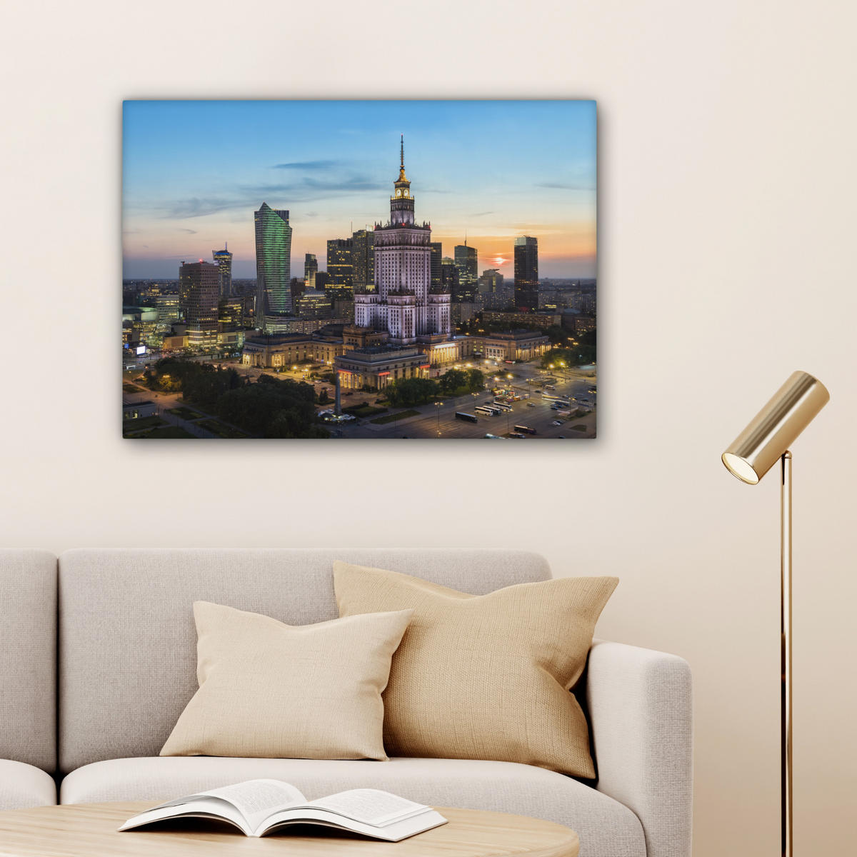 OBRAZ NA PLÁTNĚ Polsko - Ne - Varšava 80x60 cm - modrá, textil (80/60cm) - MuchoWow