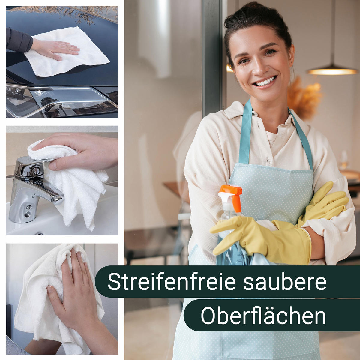 REINIGUNGSTÜCHER, 10er-Set, 32x32 cm, 80% Polyester, 20% Polyamid - Weiß, Textil (32/32cm) - Zollner