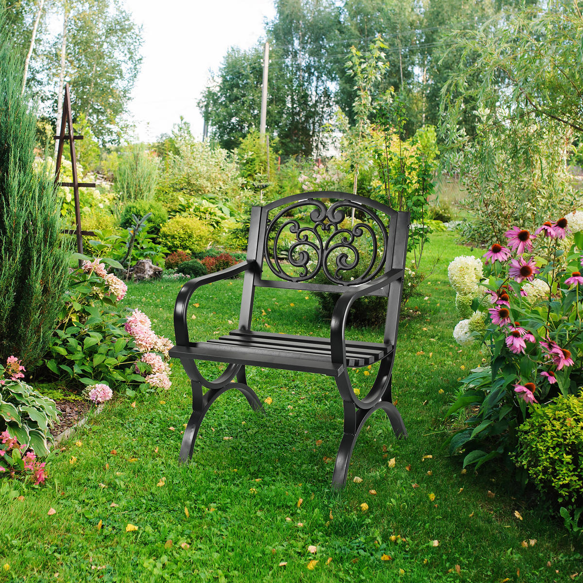 GARTENSTUHL - Schwarz, Metall (60/85.5/56cm) - Relaxdays