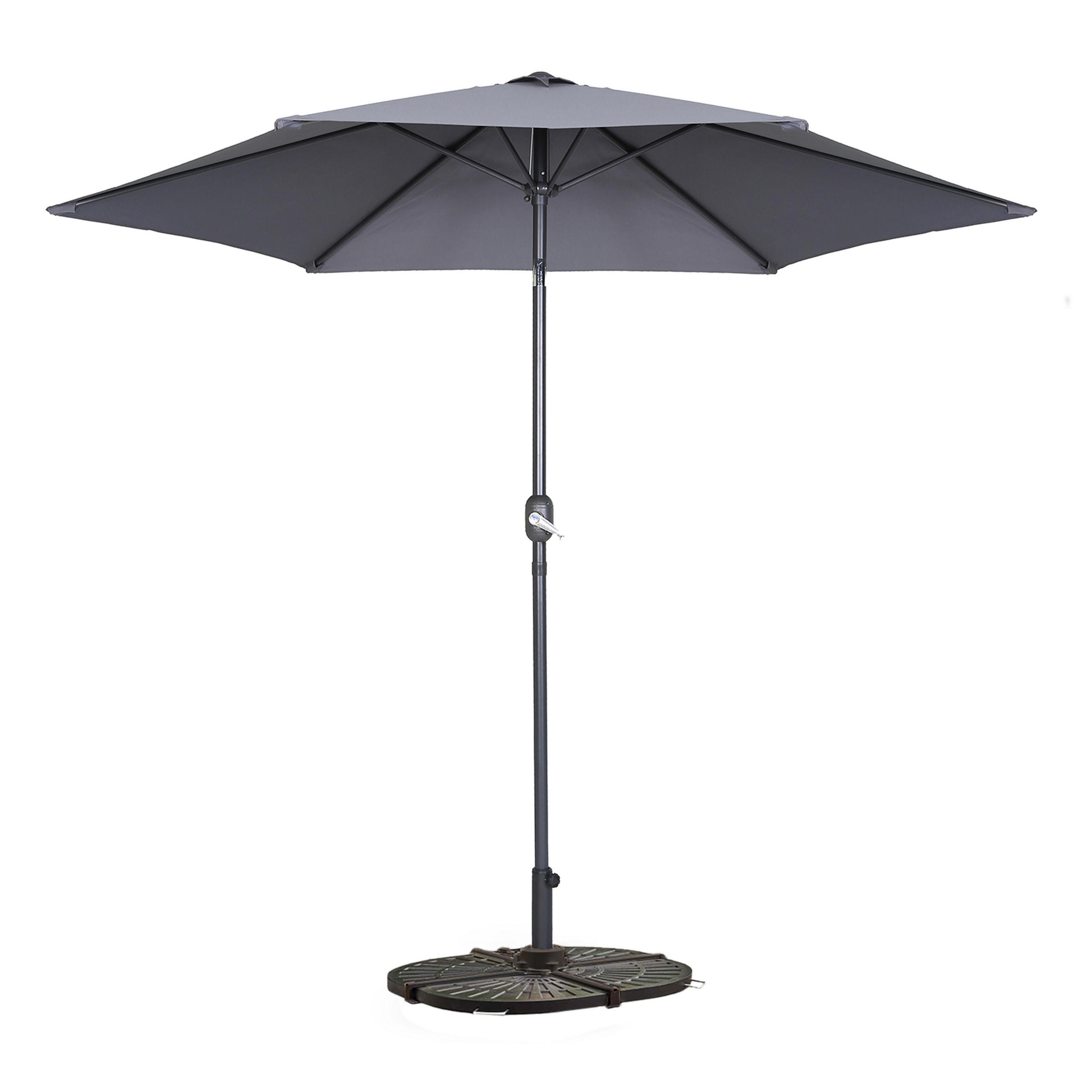 SONNENSCHIRM 3x3m mit 4 Gewichtsplatten, Grau - Grau, Metall (300/300cm) - Oviala