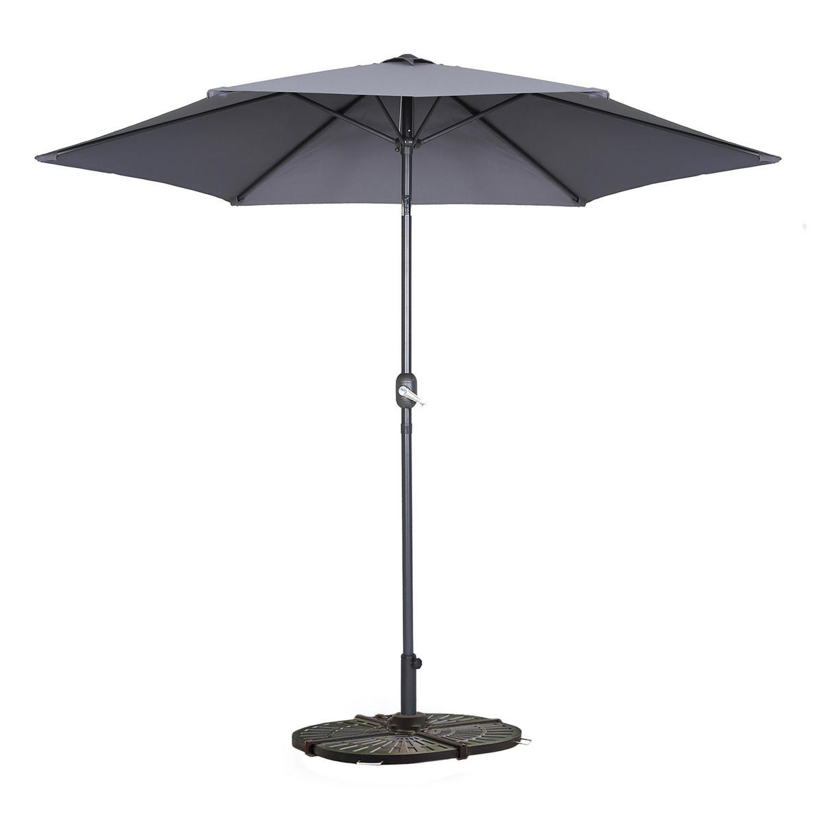 SONNENSCHIRM 3x3m mit 4 Gewichtsplatten, Grau - Grau, Metall (300/300cm) - Oviala