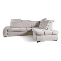 ECKSCHLAFSOFA Onel mit bewegliche Kopfstützen, Beige, Rechts - Beige/Schwarz, Textil (263/200cm) - Beautysofa