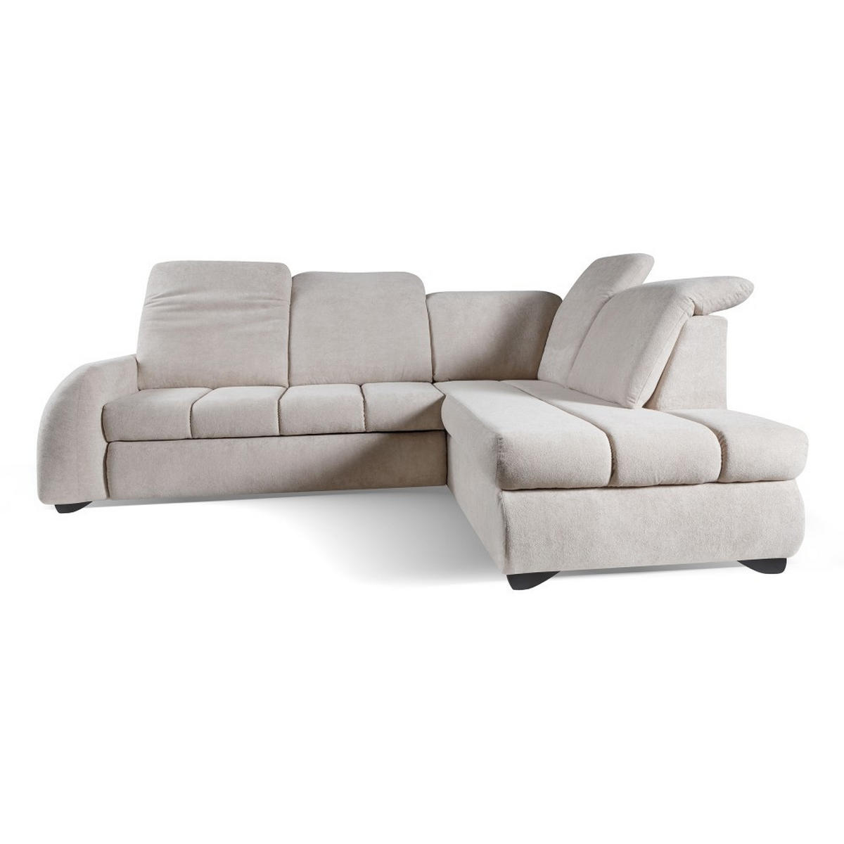 ECKSCHLAFSOFA Onel mit bewegliche Kopfstützen, Beige, Rechts - Beige/Schwarz, Textil (263/200cm) - Beautysofa