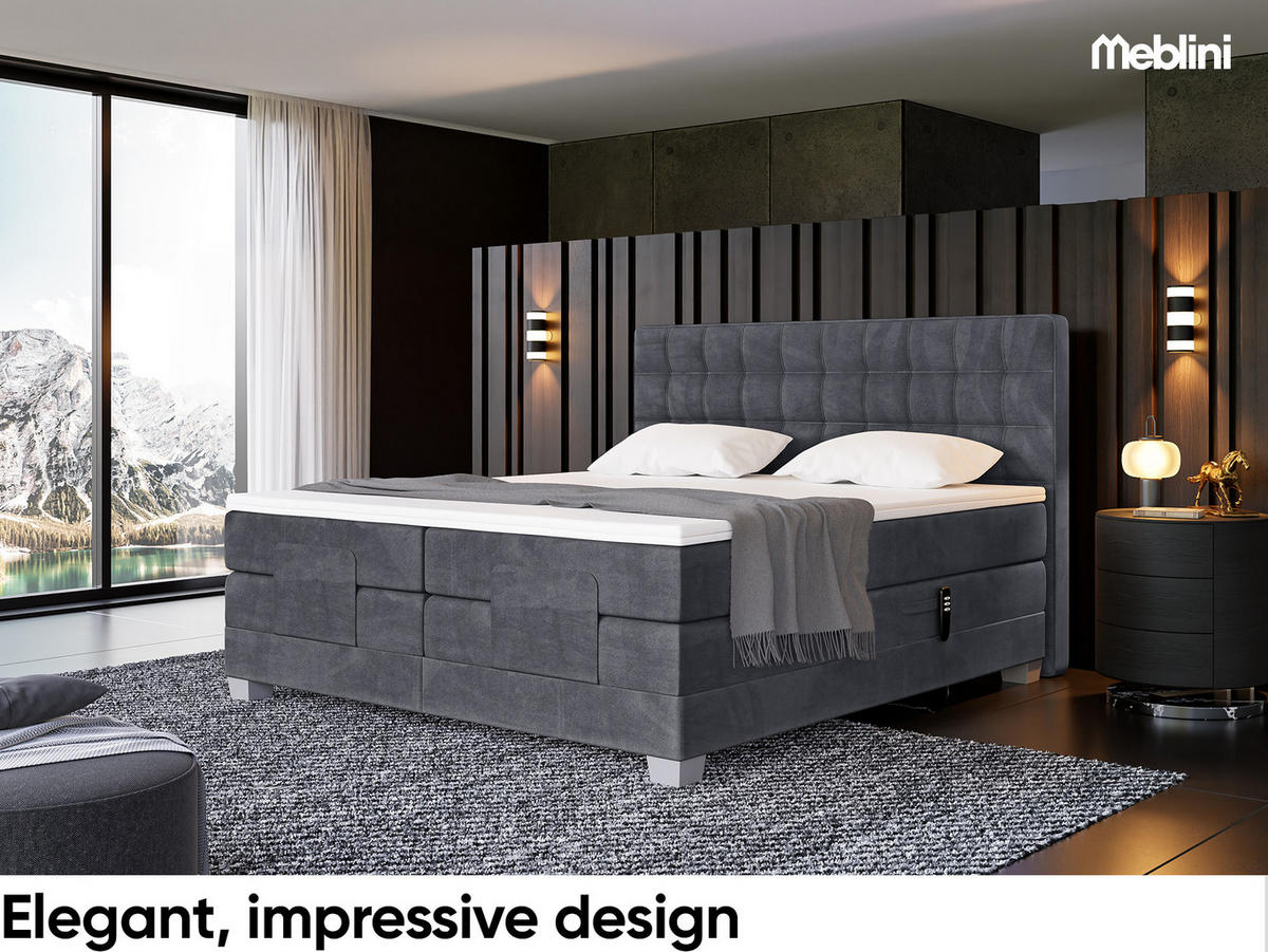 BOXSPRINGBETT Edison - Dunkelgrau/Silberfarben, Textil (200/200cm) - Meblini