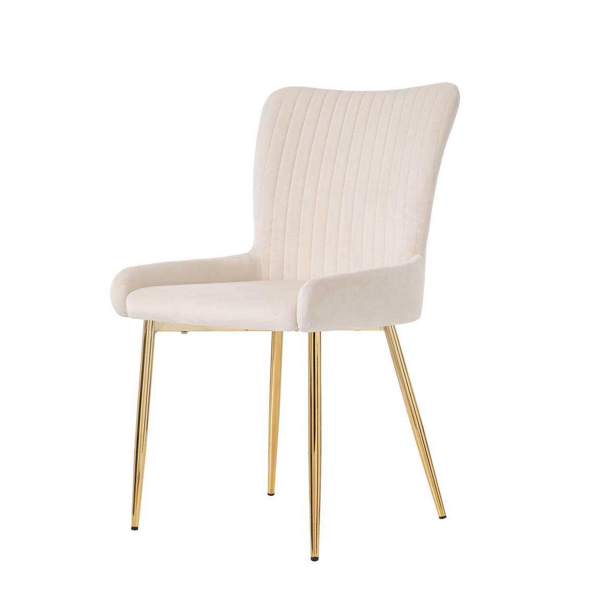 ESSZIMMERSTÜHLE 4er-Set Samt Drehbar Gold Metall Beige - Beige/Goldfarben, Textil (47/85/58cm) - FLIEKS