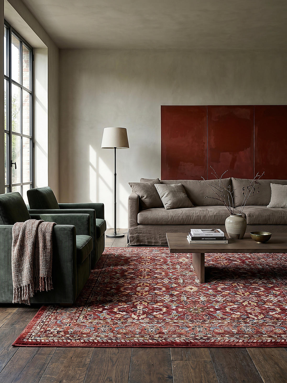 KURZFLORTEPPICH GLAZERT, im Berber-Stil, Rot, 200 x 290 cm - Rot, Textil (290/200cm) - KADIMA DESIGN