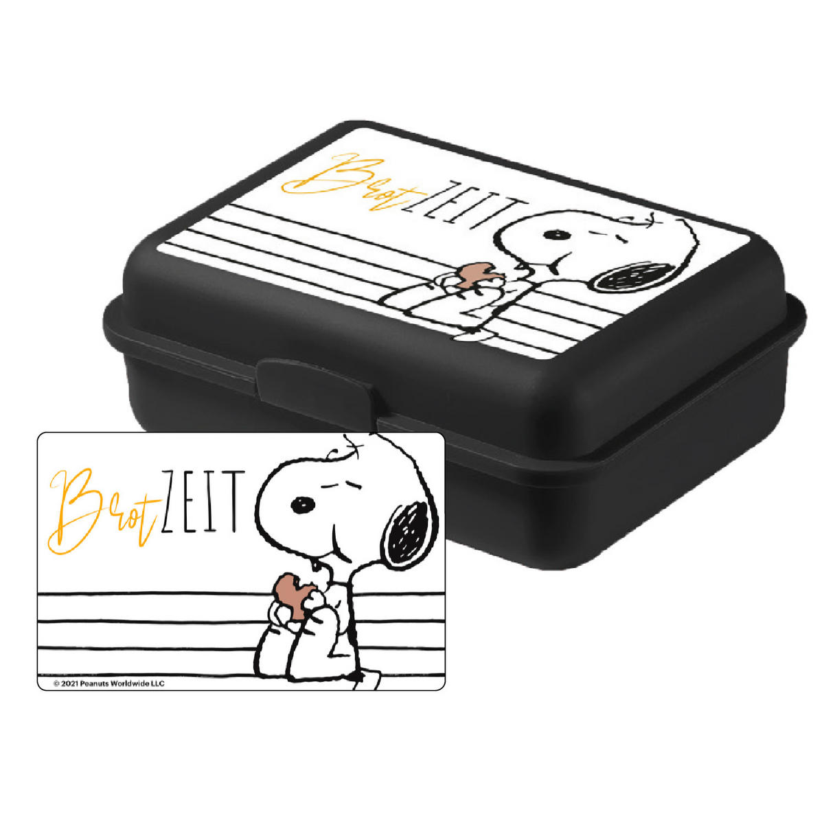 BROTDOSE The Peanuts Snoopy Brotzeit Schwarz 17,5 x 12,8 x 6,9 cm - Schwarz, Kunststoff (17.5/6.9/12.8cm) - United Labels
