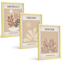 BILDER SET 3er Set - 40x60 cm Goldrahmen - Pflanzenmotive beige braun - Goldfarben, Kunststoff (40/60cm) - TULUP