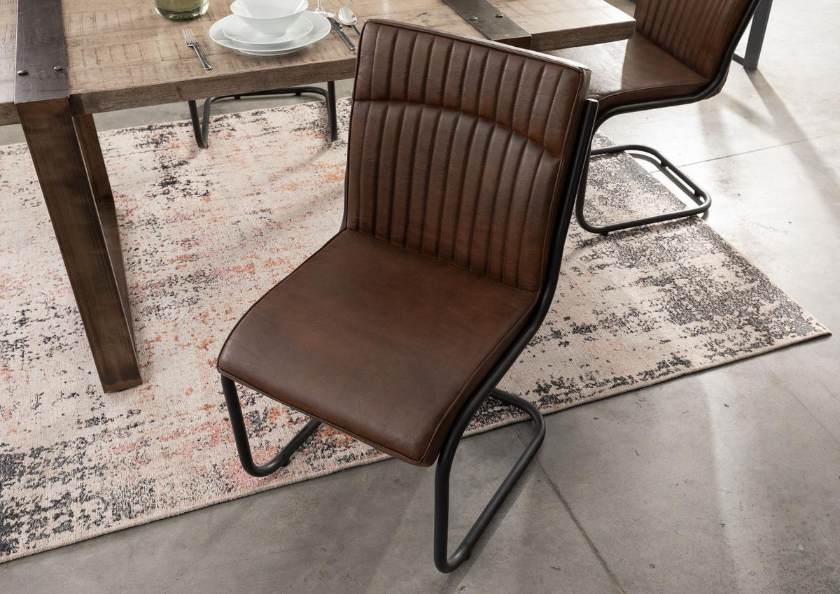 FREISCHWINGER Echtleder 52x61x92 braun IRON LABEL #03 - Braun, Leder (52/92/61cm) - Massivmoebel24