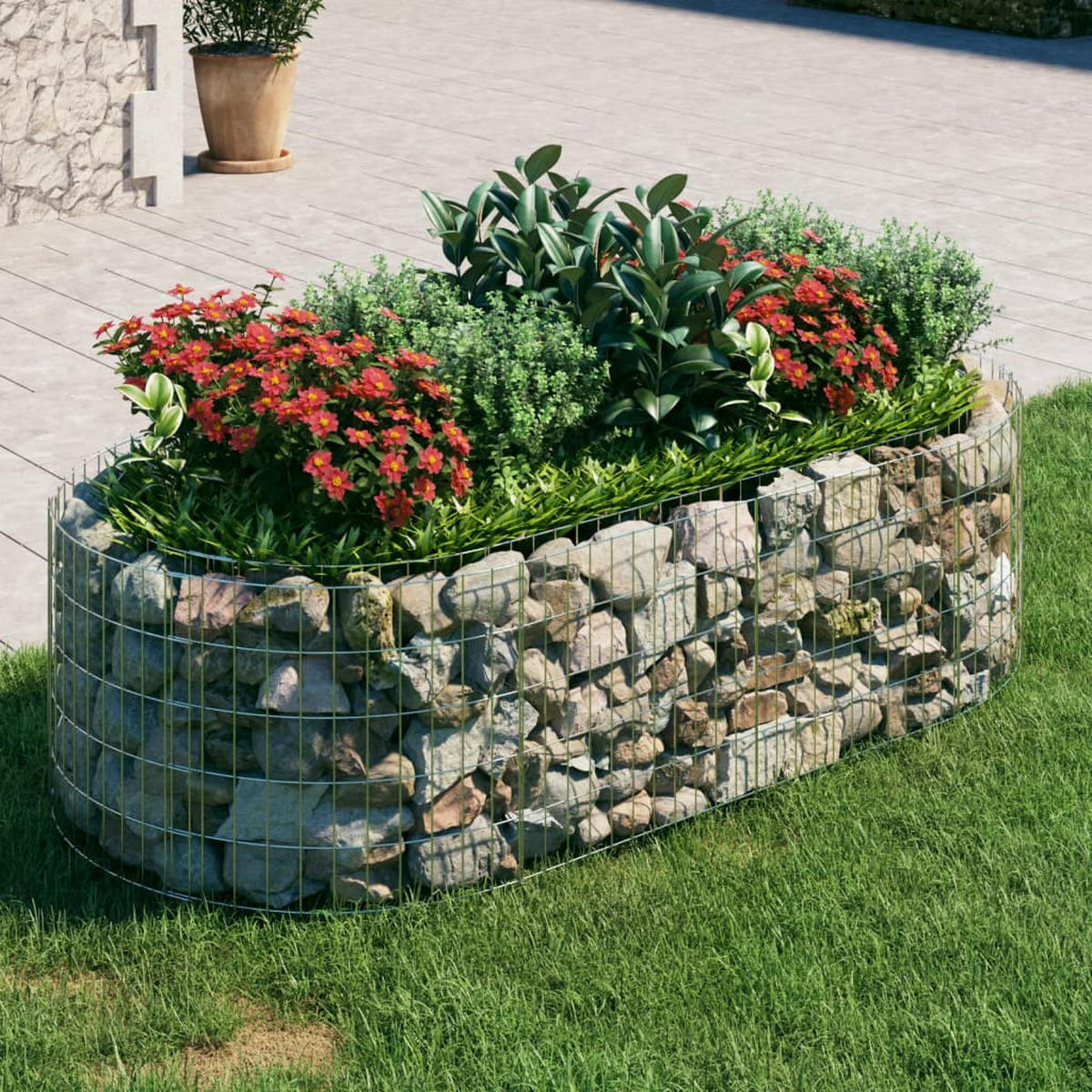 GABIONEN-HOCHBEET Verzinktes Eisen 200x100x50 cm - Silberfarben, Metall (200/50/100cm)