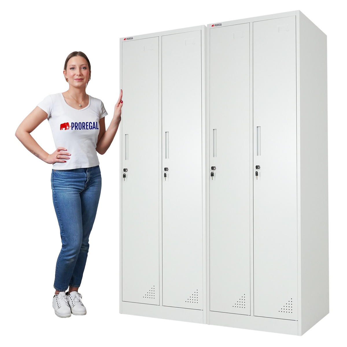 SPIND 2er Set Elephant 2 Abteil komplett montiert - Hellgrau/Grau, Metall (60/180/50cm) - PROREGAL
