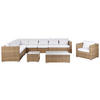 LOUNGE-SET 8-Sitzer hellbraun linksseitig modular Auflagen cremeweiß XXL - Creme, Kunststoff - Beliani