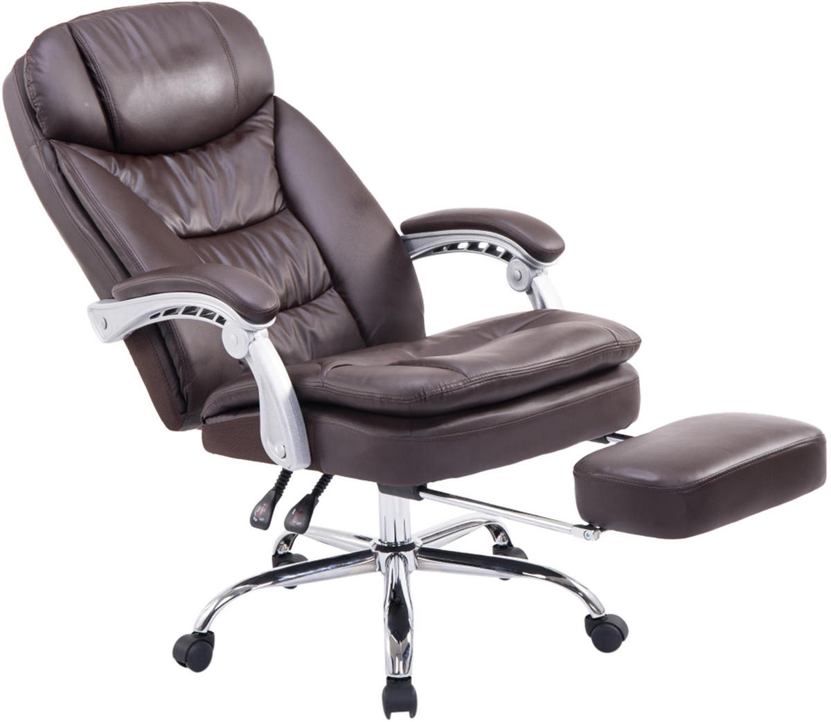 CHEFSESSEL Lederlook Braun - Chromfarben/Braun, Textil/Metall (67/112/67cm) - CLP