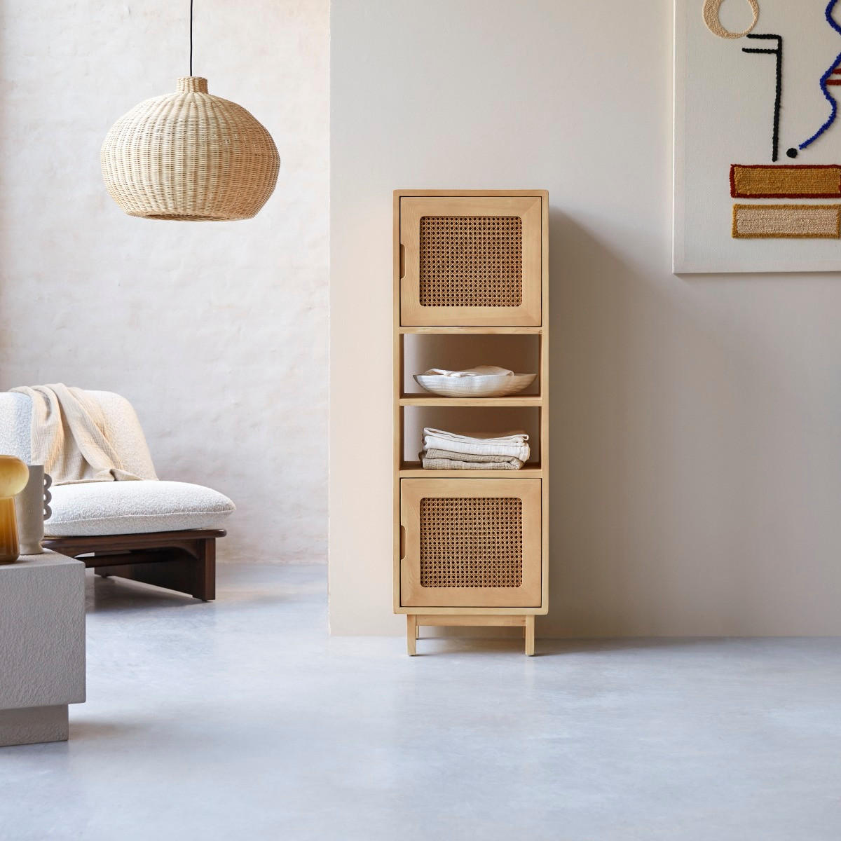 HOCHSCHRANK Luis Natur aus Ulme - Naturfarben, Holz (45/135/35cm) - Tikamoon