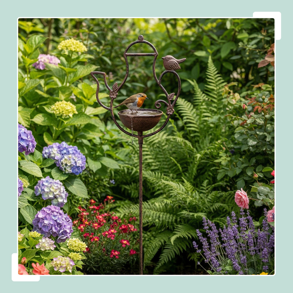 VOGELTRÄNKE Braun Gusseisen Teekannen-Design - Braun, Metall (27/86/13cm) - Relaxdays