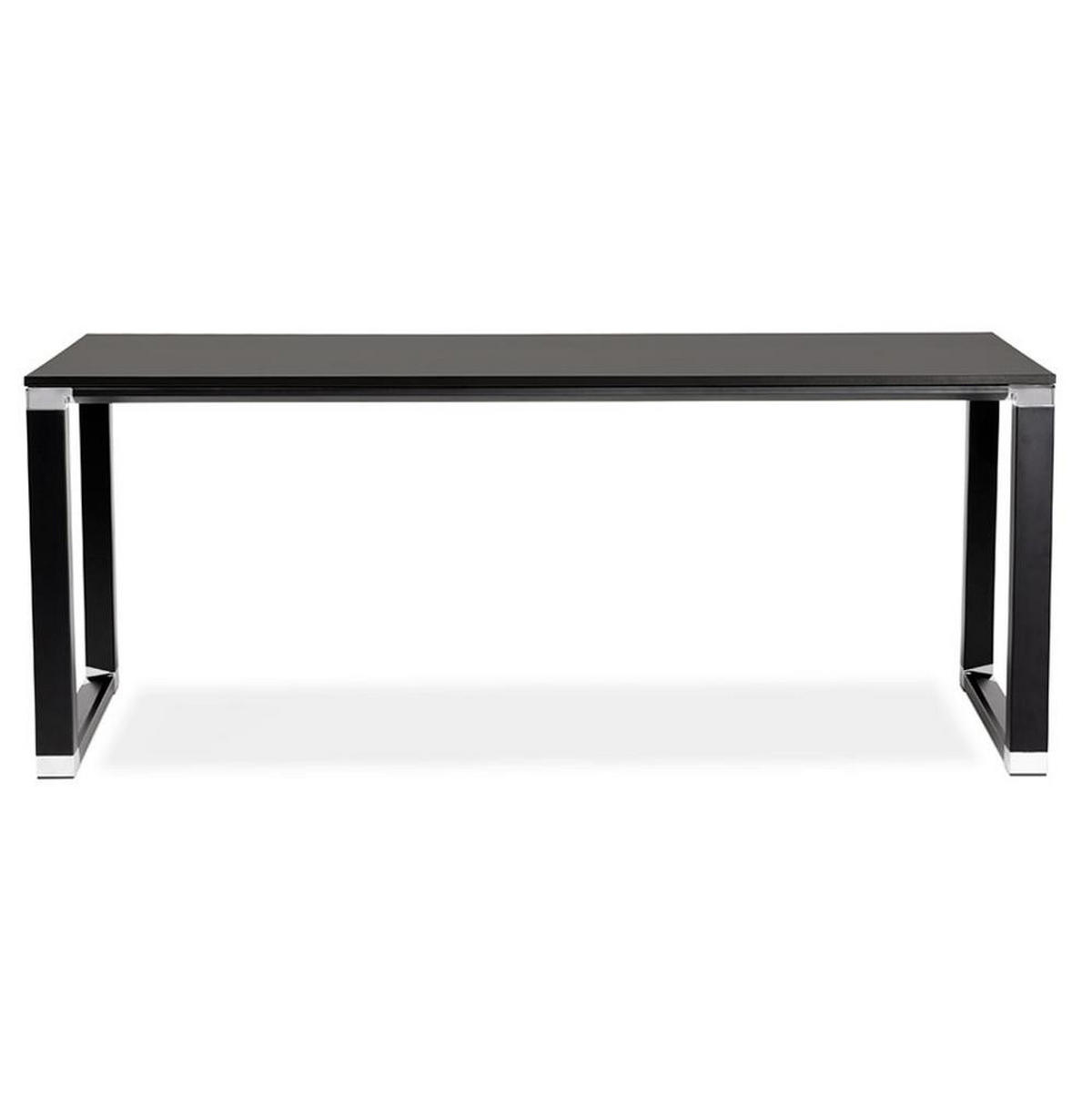 SCHREIBTISCH Groß Chromakzente Büro KERIX, Schwarz 200x100x74 cm - Schwarz, Holz/Metall (100/200/74cm) - KADIMA DESIGN