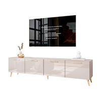 TV-ELEMENT AURA 200 KASCHMIR Hochglanz auf schrägen goldenen Beinen + LED - Kaschmir/Goldfarben, Holzwerkstoff (200/49/40cm) - Lookway