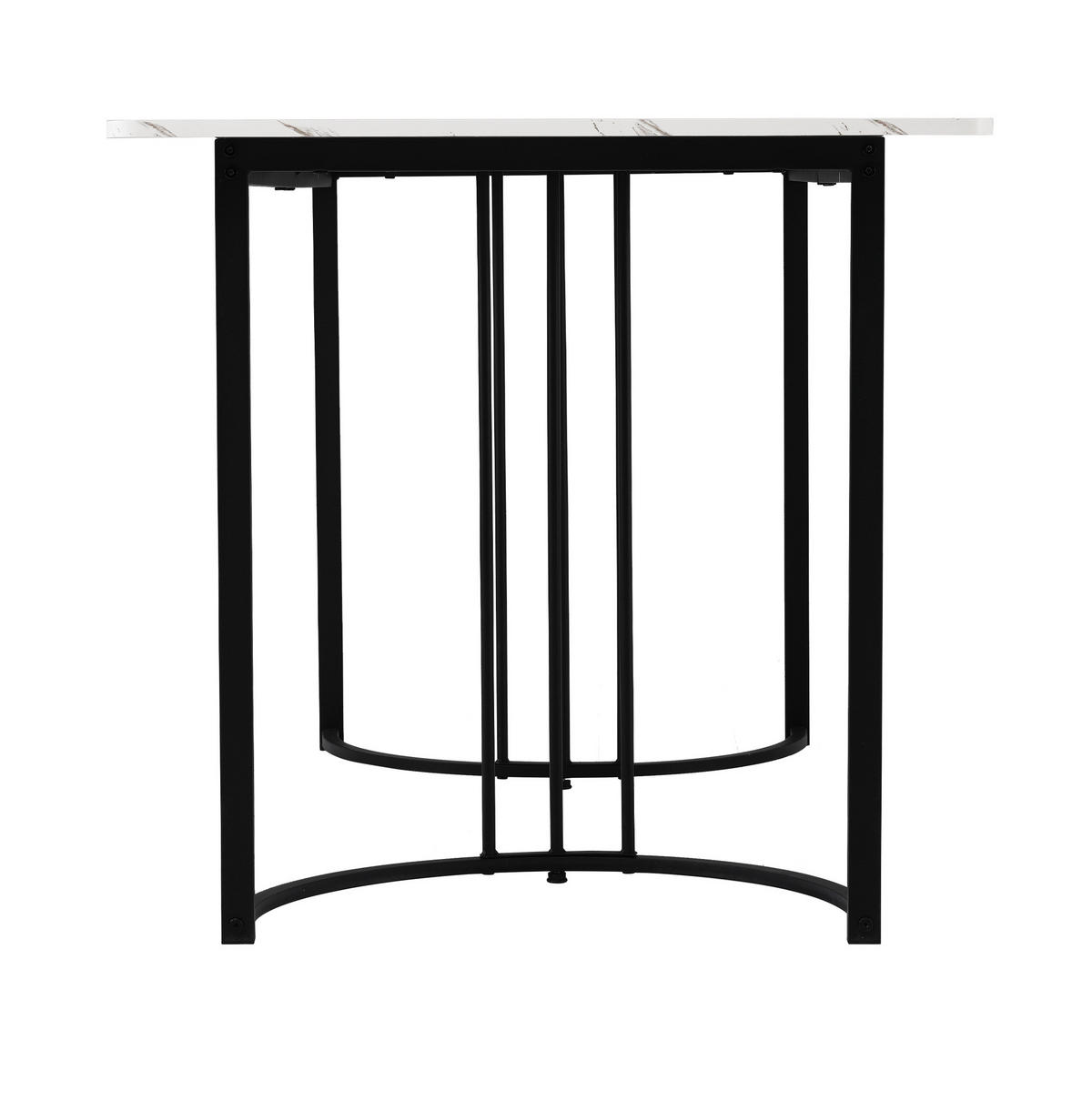 JÍDELNÍ stůl 140/80/75 cm bílý z MDF a kovu s mramorovým dekorem a nastavitelnými nohami - bílá, kompozitní dřevo (140/80/75cm) - OKWISH