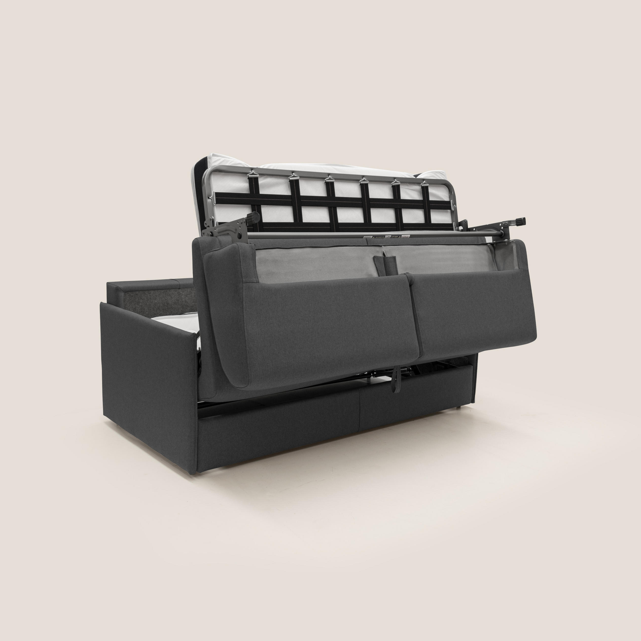 Thumbnail - Divani.store Schlafsofa, Anthrazit, Textil, 2-Sitzer, Rechteckig, 149x90x96 cm, Wohnzimmer, Sofas & Couches, Schlafsofas