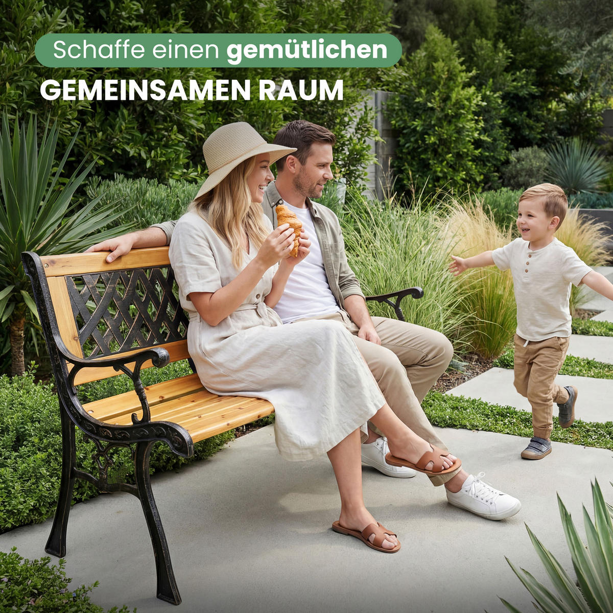 GARTENBANK MIRT Schwarz 125 x 73 x 52 cm - Braun, Holz/Metall (125/73/52cm) - Akord