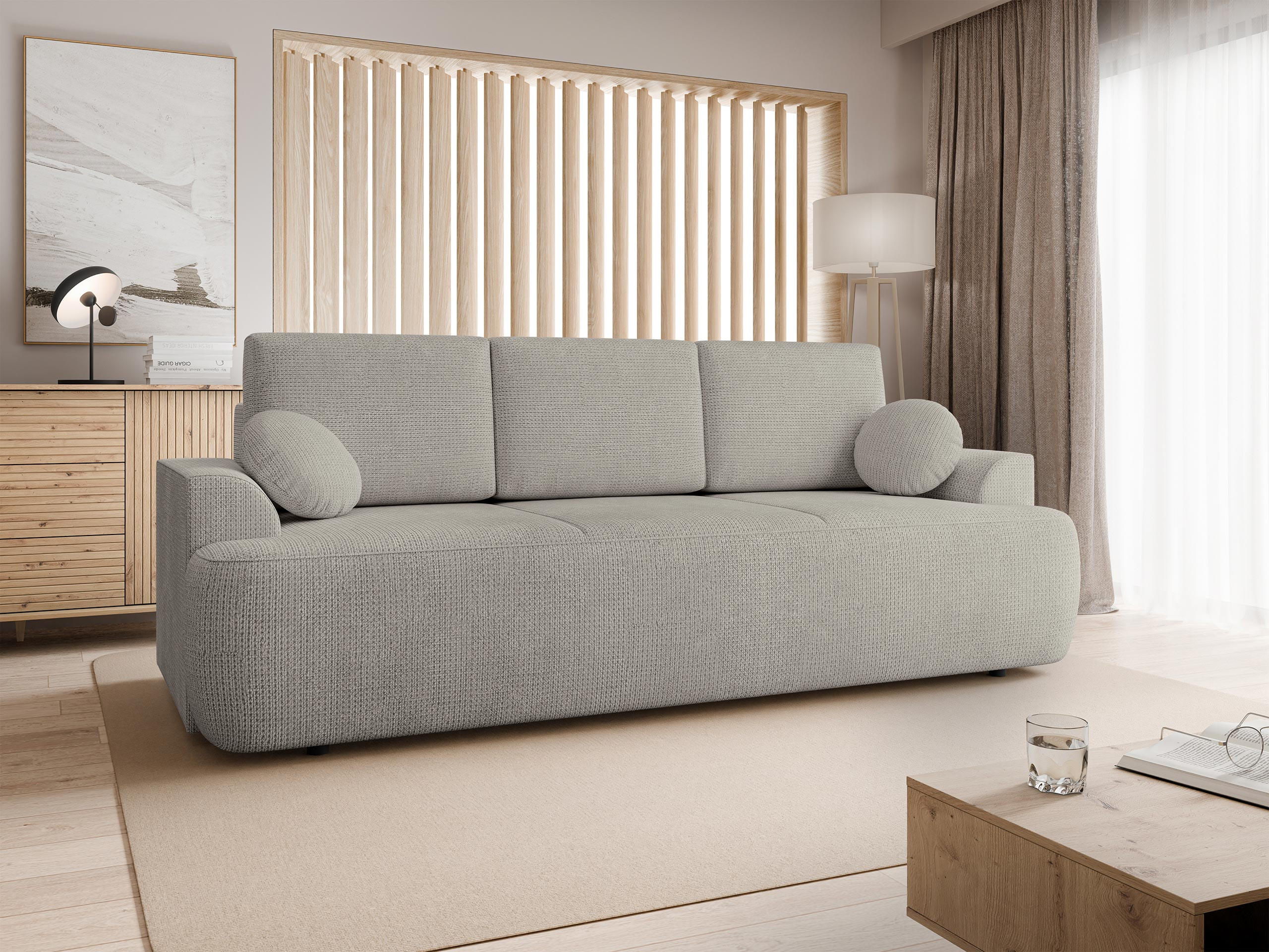 SCHLAFSOFA Velo - Hellgrau/Schwarz, Holz/Kunststoff (248/94/110cm) - MIRJAN24