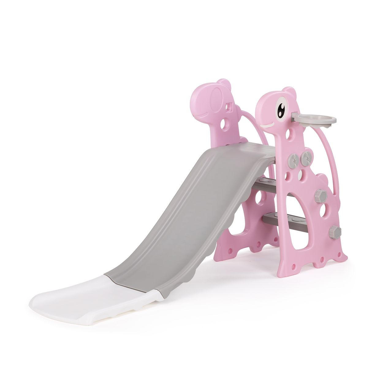 KINDERRUTSCHE Dino 116 cm rosa Rutschlänge, Ball mit Basketballkorb, 30 kg - Rosa, Kunststoff (55/70/132cm) - Chipolino