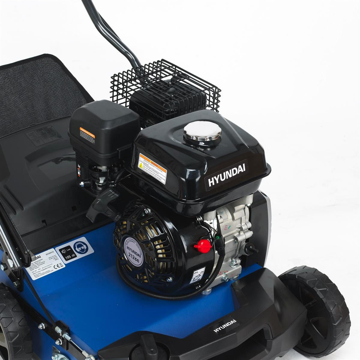 BENZIN-VERTIKUTIERER Lüfter SC4001G Rasenlüfter Moosentferner (40 cm, 5.4 PS, 45L Fangkorb) - Blau, Metall (64/57/66.4cm) - HYUNDAI