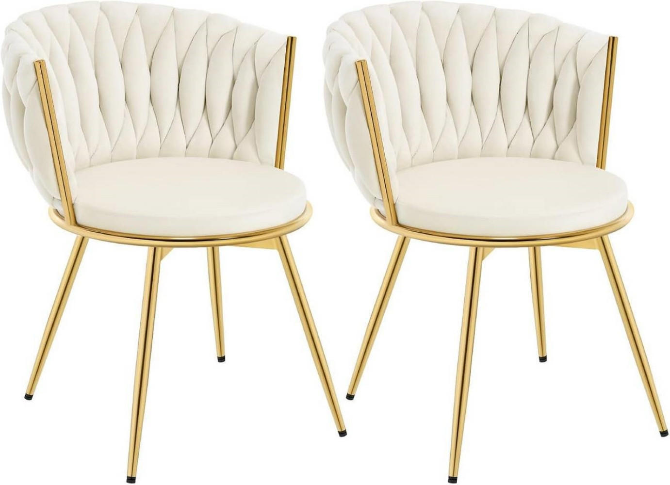 ESSZIMMERSTUHL 2er Set, drehbar, Samt, Beige - Beige/Goldfarben, Textil/Metall (60.5/78/59.5cm) - Woltu