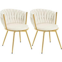 ESSZIMMERSTUHL 2er Set, drehbar, Samt, Beige - Beige/Goldfarben, Textil/Metall (60.5/78/59.5cm) - Woltu