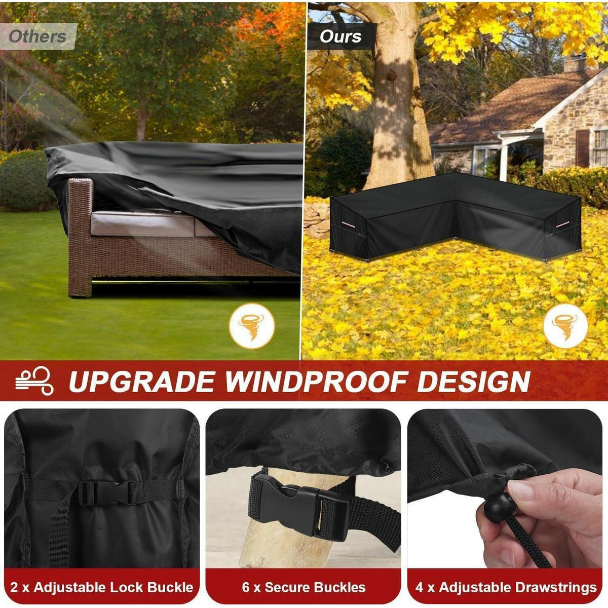 GARTENMÖBEL Abdeckhaube L-Form 235x235x100x90/65cm Wasserdicht - Schwarz, Kunststoff (1/1/1cm)