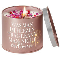 DUFTKERZE Lavendel 9OZ mit Spruch "Was man im Herzen trägt, kann man nicht verlieren" - Rosa, Glas (7.5cm)