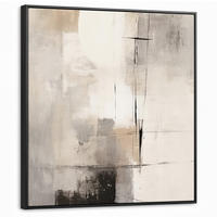 LEINWAND Bilder mit Rahmen - Abstrakt - Kunst - Grau - 90x90 - Hellgrau, Textil (90/90cm) - MuchoWow