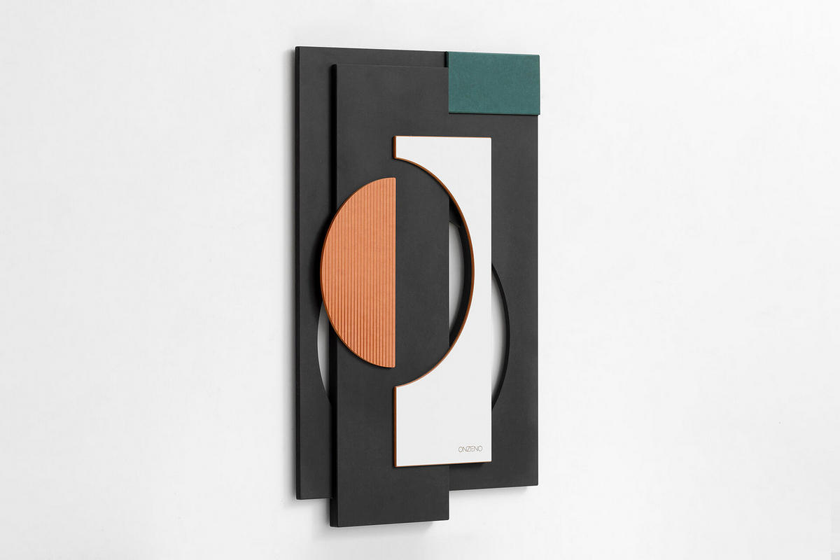 HOLZBILD Schwarz-Weiß 50/74,5 cm - Schwarz/Orange, Metall (4.65/74.5cm) - KUNSTLOFT