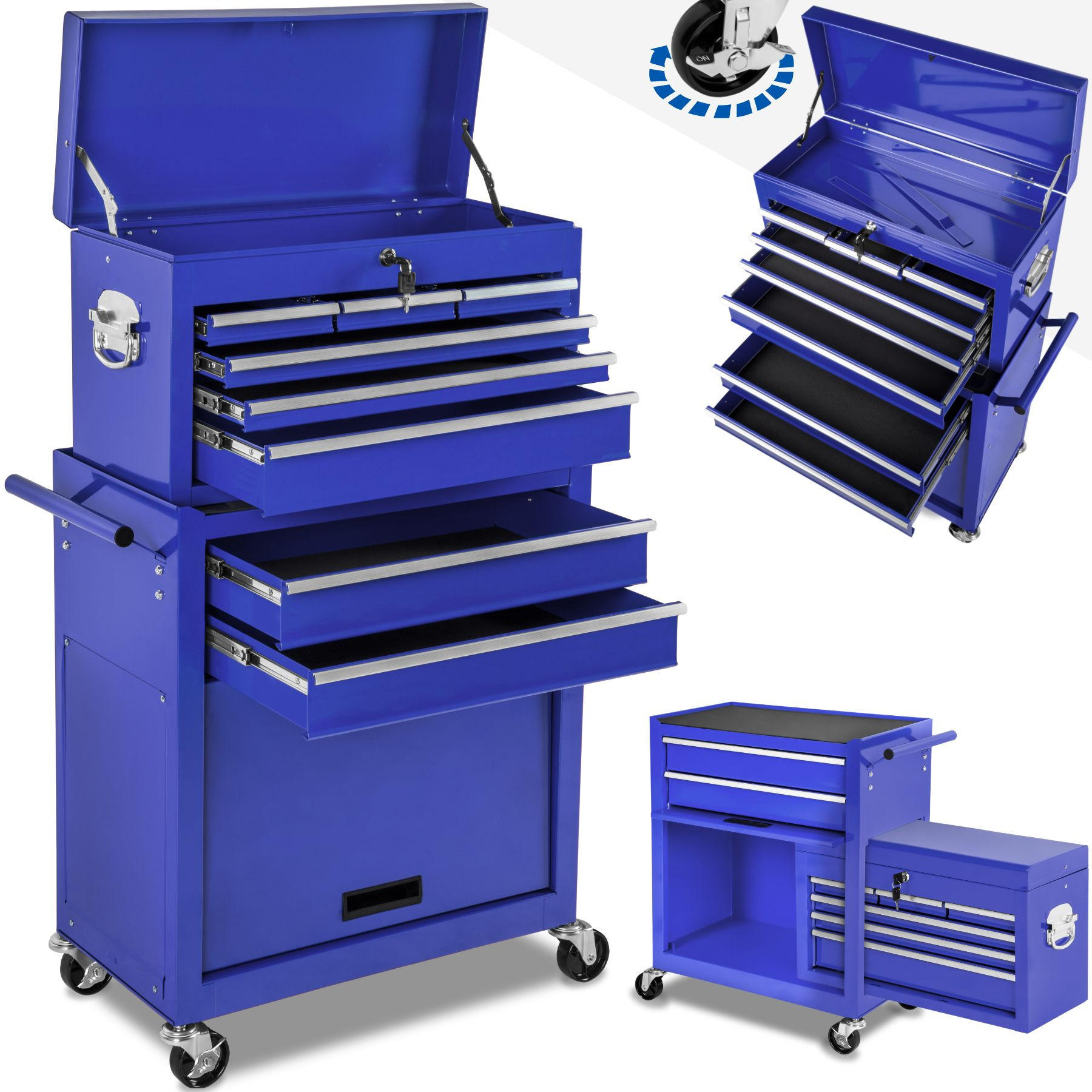 WERKZEUGWAGEN ,Rollen Ø 100 mm,blau - Blau, Metall (33/110/69cm) - tectake
