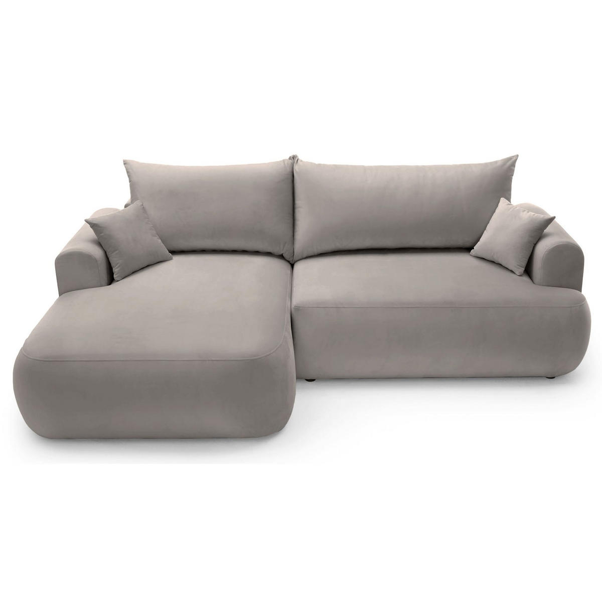 ECKSOFA Ovo Hellgrau mit wasserabweisendem Samtbezug - Hellgrau/Schwarz, Kunststoff/Textil (260/165cm) - Selsey