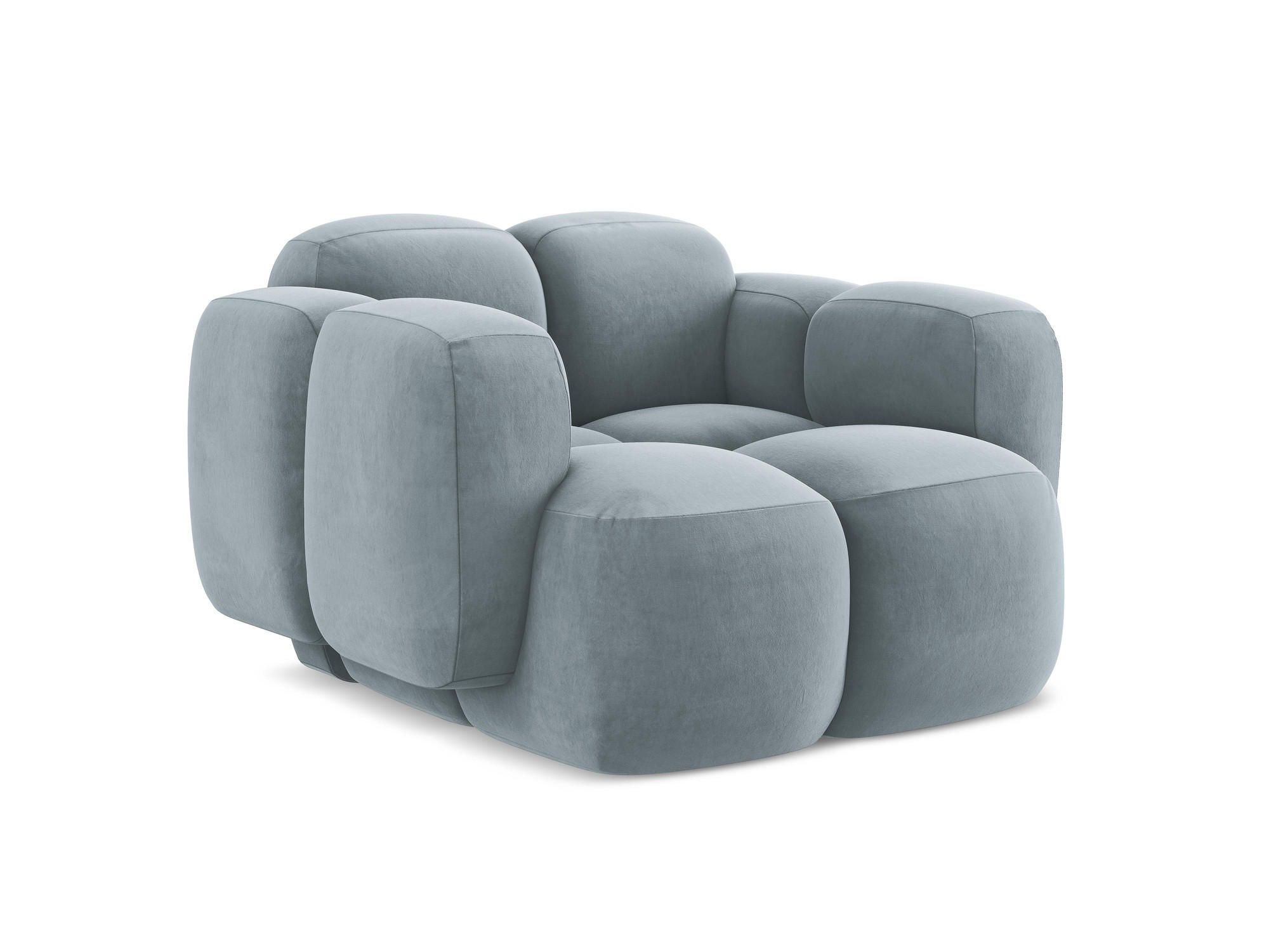 SESSEL Samt Stoff Blau - Schwarz/Hellblau, Holzwerkstoff/Kunststoff (120/72/115cm) - Makamii